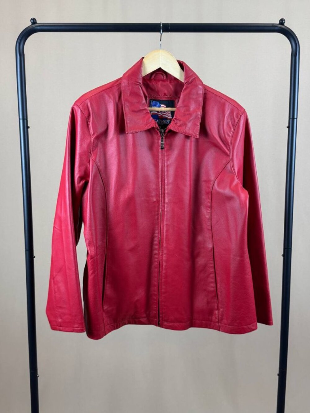 Vintage Leather USA Women’s Red Genuine Leather Jacket Tagged 3XL